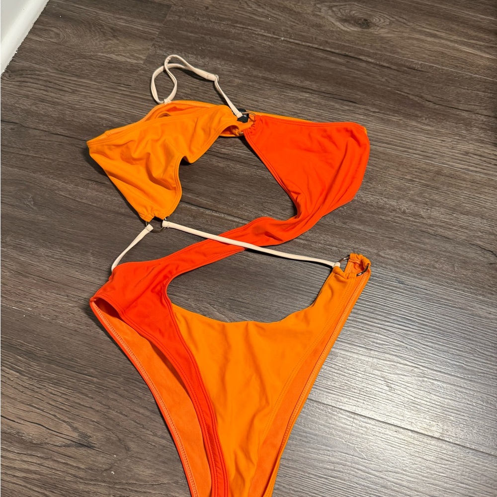 Vibrant Orange Cutout Swimsuit